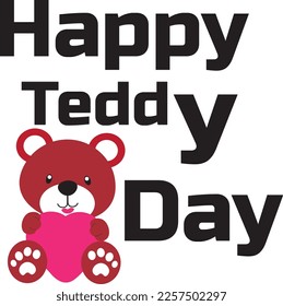 feliz día del peluche rojo oso de peluche con corazón en la mano
