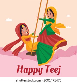 Happy teej banner design template.