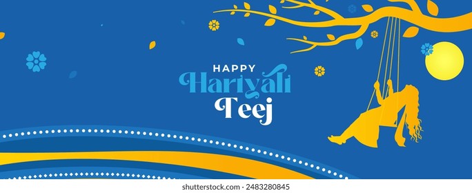 Happy Teej Festival Horizontal Cover Banner Background Design Illustration 