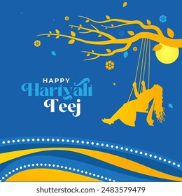 Happy Teej Festival Post Banner Background Design Illustration 