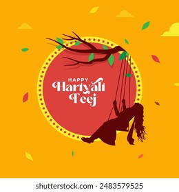 Happy Teej Festival Post Banner Background Design Illustration 