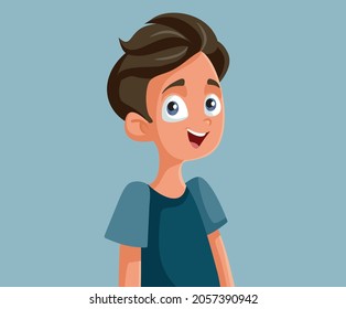 Happy Teen Boy Smiling Vector Cartoon. Teenager looking carefree sending positive vibes
