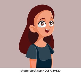 Happy Teen Girl Smiling Vector Cartoon. Teenager looking carefree sending positive vibes
