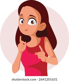 
Happy Teenage Girl Making Enthusiastic Gesture Vector Illustration. Cheerful adolescent feeling like celebrating being in a good mood