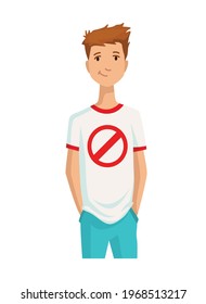 Happy teenager in casual clothes. Isolated character on white background. Youth lifestyle. The young person standing and smiling