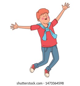 Happy teenager smiling and greeting cartoon isolated,vector illustration graphic design.