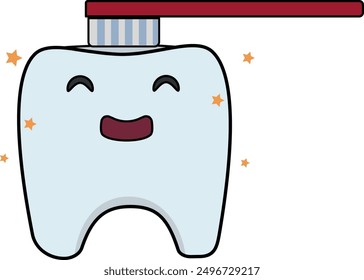 happy teeth with brush illustration vector, good for education kids