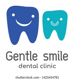 Happy teeth character logo with smiling faces