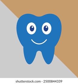 Dientes felices estilo del Vector de la silueta del icono con un fondo blanco. diente sonriente que es lindo. Imagen de un diente sano. Icono de dientes, concepto de limpieza y blanqueamiento de dientes,