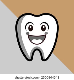 happy teeth icon silhouette vector style with a white background. smiley tooth that is cute. image of a healthy tooth. Tooth Icon,  Cleaning, and whitening teeth concept,