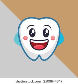 happy teeth icon silhouette vector style with a white background. smiley tooth that is cute. image of a healthy tooth. Tooth Icon,  Cleaning, and whitening teeth concept,