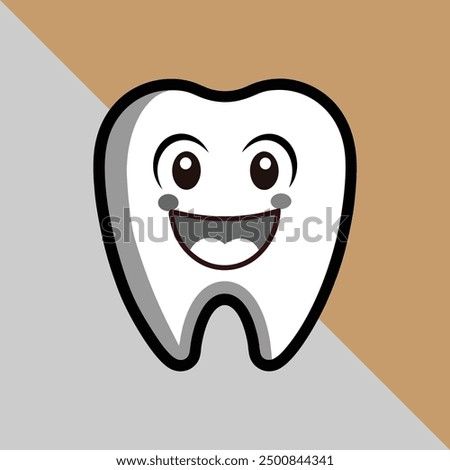 happy teeth icon silhouette vector style with a white background. smiley tooth that is cute. image of a healthy tooth. Tooth Icon,  Cleaning, and whitening teeth concept,