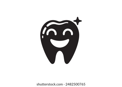 Happy teeth silhouette vector with white background