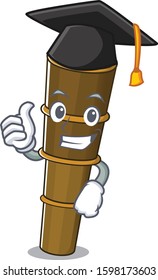 happy telescope Scroll wearing a black Graduation hat