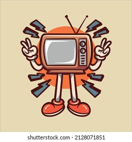 happy television cartoon vector design