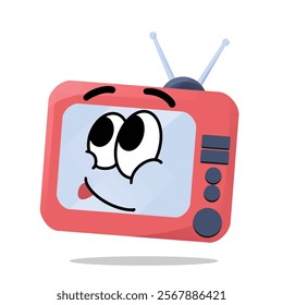 happy television mascot vector illustrations. fun and playful concept. hobby, interest, creative, entertainment, film, movie, industry and cinema themes