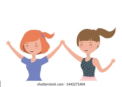 Happy Tenager Girls Cartoons Design Stock Vector (Royalty Free ...