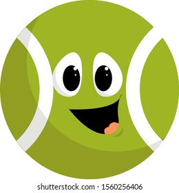 Happy tennis ball, illustration, vector on white background.