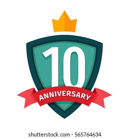 Happy tenth birthday badge vector icon.