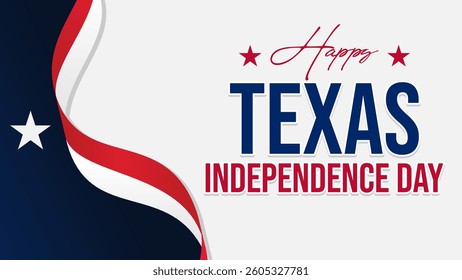 happy texas independence day banner with flag ribbon elements	