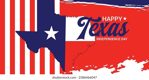 Happy texas independence day web banner template. illustration Vector Texas Independence day Background with flag. March 2nd Texas Independence Day Freedom holiday