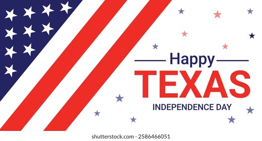 Happy texas independence day web banner template. illustration Vector Texas Independence day Background with flag. March 2nd Texas Independence Day Freedom holiday