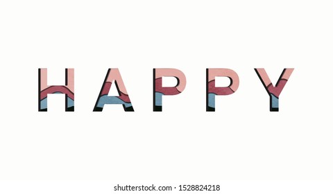 Happy text for design, vector.
