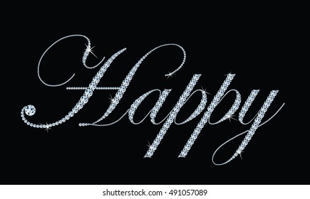 Happy text from diamonds, eps10 vector