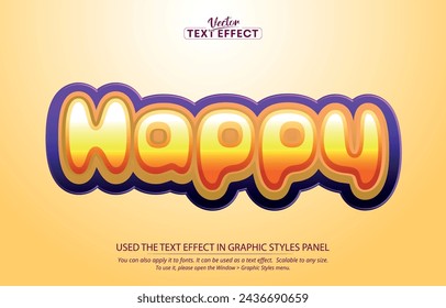 Happy text effect with 3D colorful typography design	