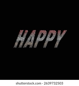 HAPPY Text Effect in White and Red on Black