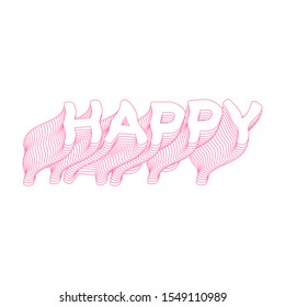 Happy text icon pink word isolated illustration