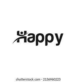 Logotipo de texto feliz, inspiración de diseño de logotipos tipográficos