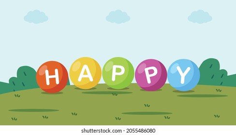 Happy text nature park vector graphic element Illustration template design 