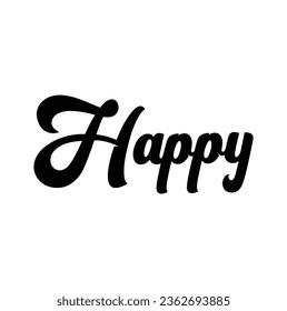 texto feliz sobre fondo blanco.