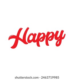 texto feliz sobre fondo blanco.
