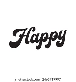 texto feliz sobre fondo blanco.