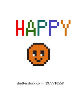 Happy text pixel art