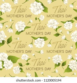 Happy Thai Mother's day Card Seamless Pattern : Vector Illustration