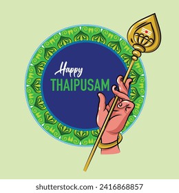 Happy Thaipusam or Thaipoosam festival celebrated by the Tamil community in India. Lord murugan hand holding Vel, spear