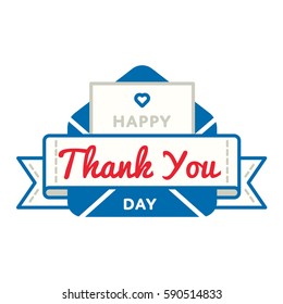 Happy Thank You Day emblem isolated vector illustration on white background. 11 january world social holiday event label, greeting card decoration graphic element