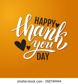 Happy Thank you Day handwritten vector illustration, brush pen lettering