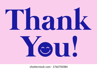 Happy Thank You Slogan T shirt print design. Text with Happy face icon. Smile face symbol. Logo, Vector banner design, advertisement.