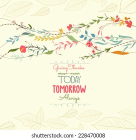 Happy Thankgiving With Florals Greeting Card