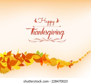 Happy Thankgiving With Leaves Greeting Card