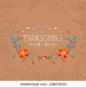 Happy Thankgiving With Leaves Greeting Card