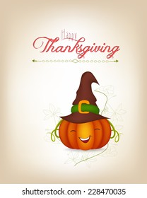 Happy Thankgiving With Pumpkin Greeting Card