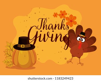 happy thanks giving card with turkey
