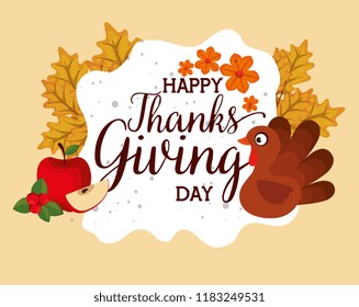 happy thanks giving card with turkey