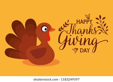 happy thanks giving card with turkey