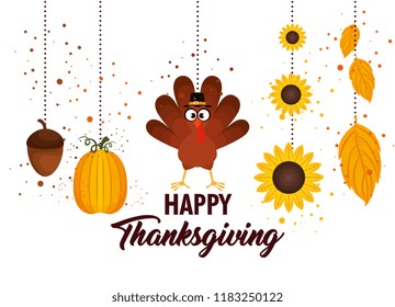 happy thanks giving card with turkey